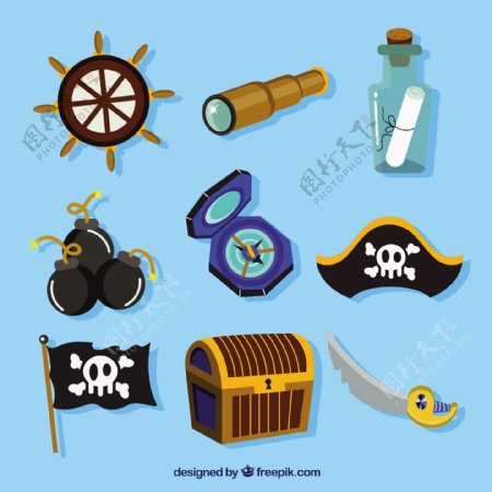 各种海盗物品元素矢量素材