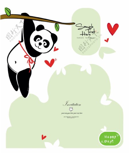 卡通熊猫设计矢量素材