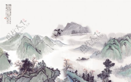 现代中式山水风景画