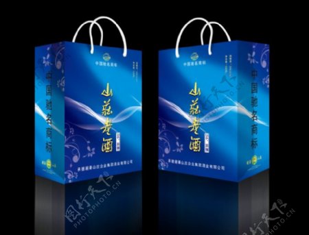 酒类包装设计山莊老酒蓝色系列