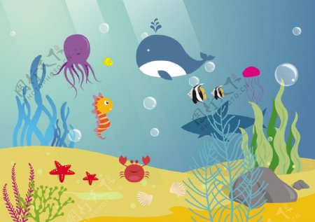 漂亮海底生物背景图