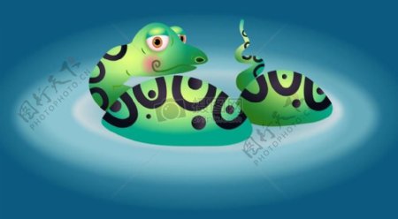 水中的蛇插画