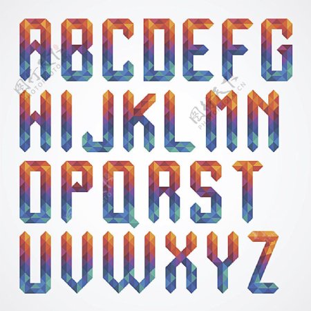 彩色立体字母设计