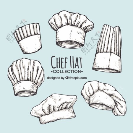 手绘素描风格厨师帽子插图