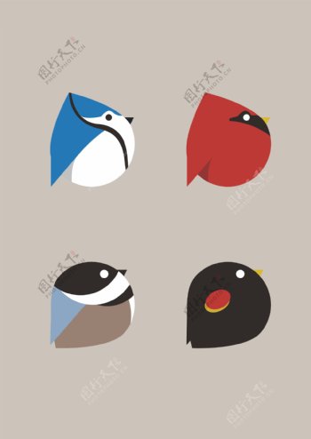 矢量小鸟图标可爱几何动物小鸟企鹅