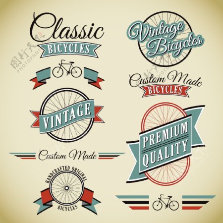 自行车轮胎和丝带标签图片
