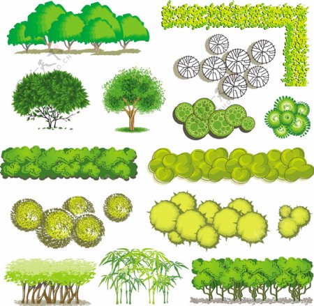 精美卡通景观树木设计矢量素材