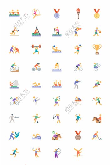 44枚奥运项目扁平图标