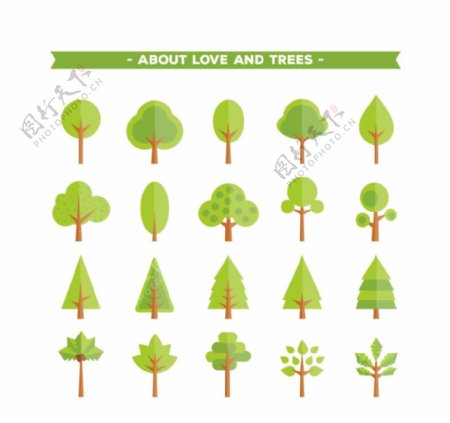 绿色树木图标矢量素材下载