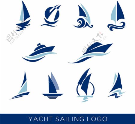 蓝色帆船标志图片