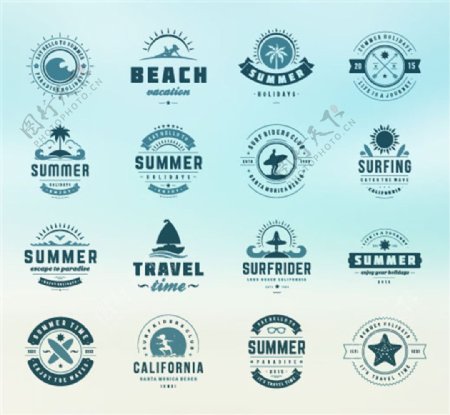 蓝色海滩旅游标签图片
