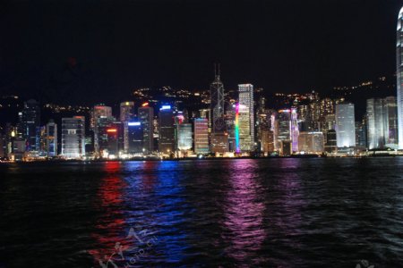 中国香港现代化都市维多利亚港夜景