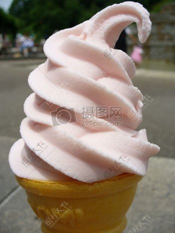 粉色冰淇淋特写