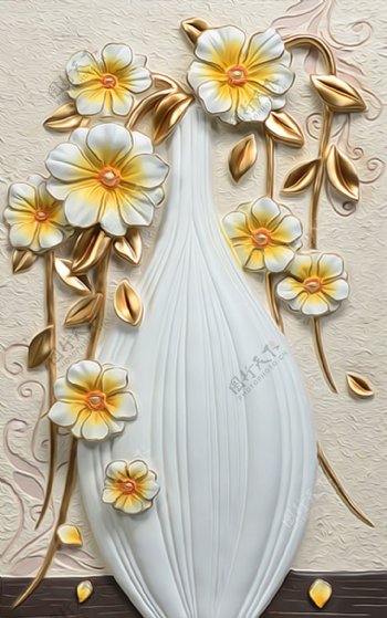 浮雕装饰花卉玄关