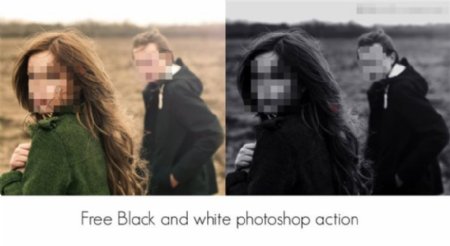 数码照片质感黑白效果PS动作