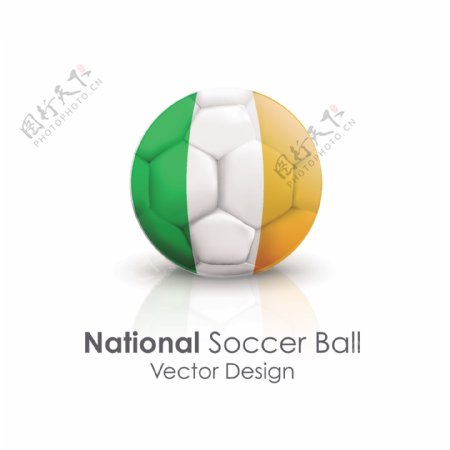 爱尔兰国旗足球贴图矢量素材