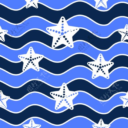 蓝色波浪海星背景