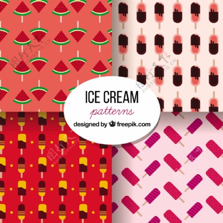 彩色冰淇淋图案平面设计背景