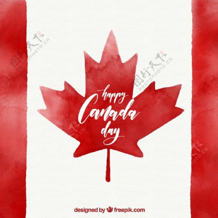 水彩风格加拿大国庆国旗背景