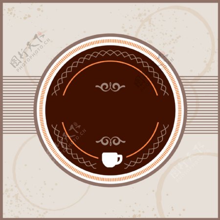 咖啡圆形标签灰底背景