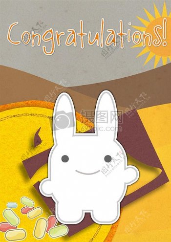 可爱兔子祝贺卡