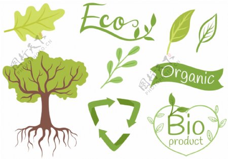 自由生态绿色植物图标