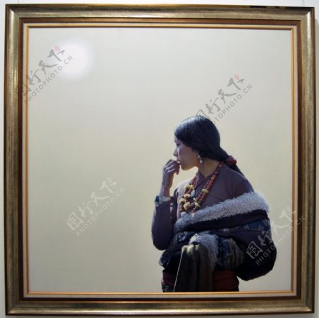 西藏美女肖像画图片