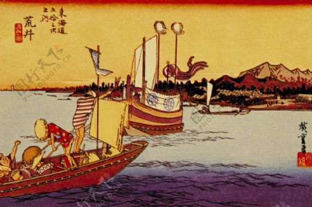 湖中船国画图片