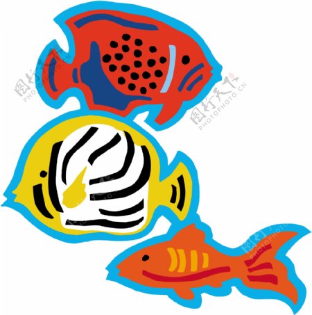 五彩小鱼水生动物矢量素材EPS格式0635