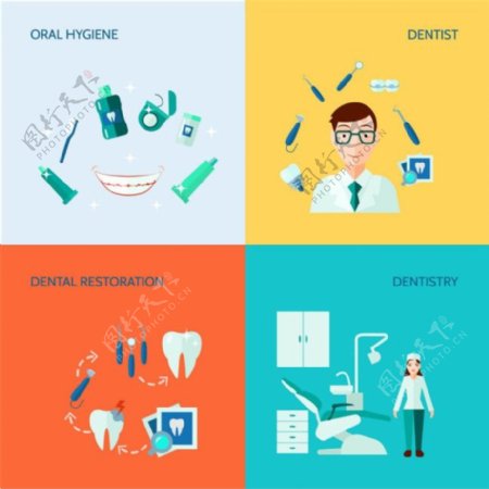 牙医和治疗牙齿仪器图片