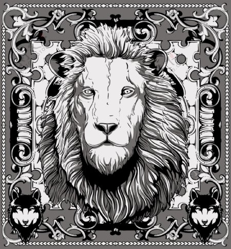 狮子T恤印花图案设计