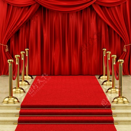 舞台背景与红地毯图片