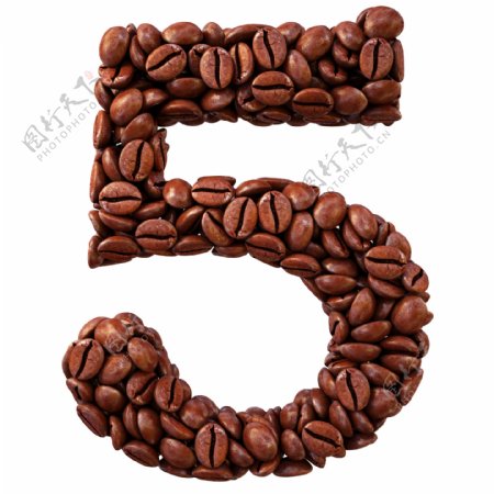 咖啡豆组成的数字5图片