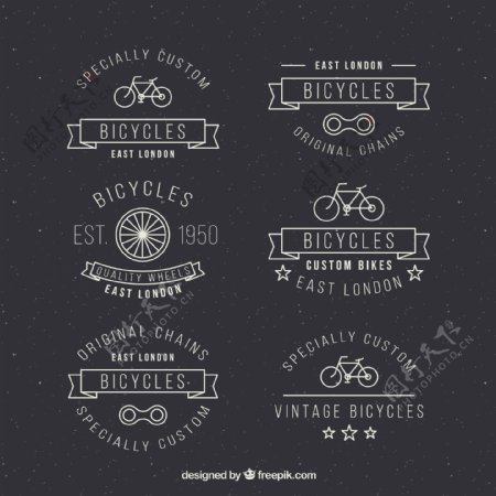 复古设计手绘自行车徽章