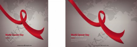 世界癌症日背景与世界地图和丝带