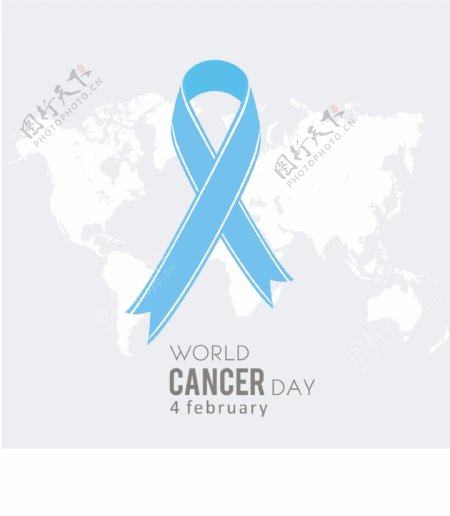 背景蓝色丝带世界癌症日