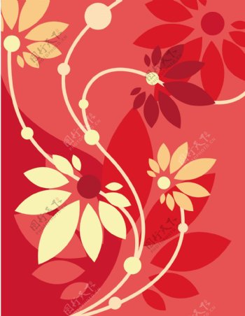 花卉花纹红色背景设计