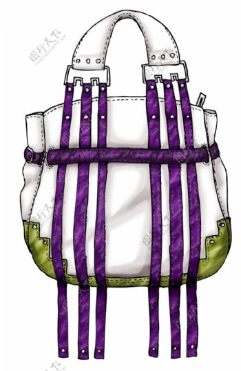 紫色丝带手提包设计图