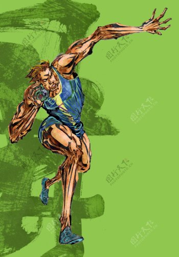 运动健身绘画人物分层素材PSD092