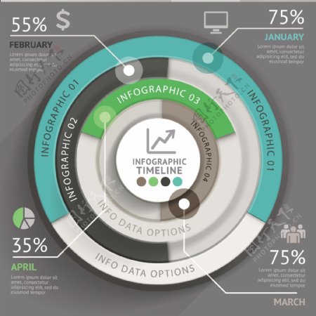 矢量3D信息圆形图表
