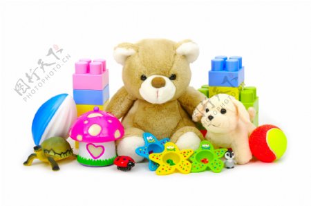 玩具小熊与积木图片
