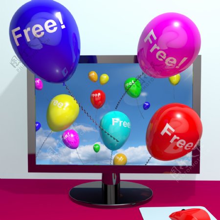 在自由来通过计算机显示免费赠品和促销气球在线