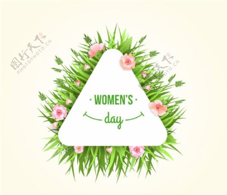 创意妇女节花卉三角标签矢量素材