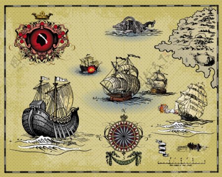 航海地图海船