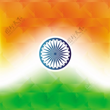 多边形闪亮印度国旗