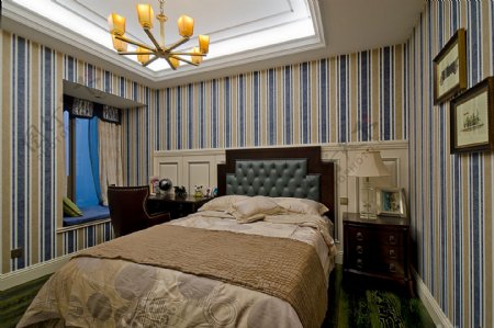 时尚卧室大床背景墙设计图