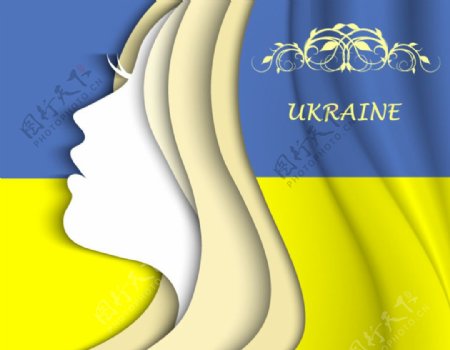 乌克兰女子侧脸矢量素材