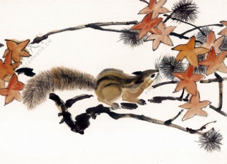 鼠生肖写意动物画国画0148