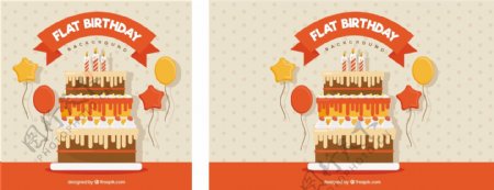 带蛋糕和气球的生日背景