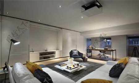 现代简约客厅沙发电视墙设计图
